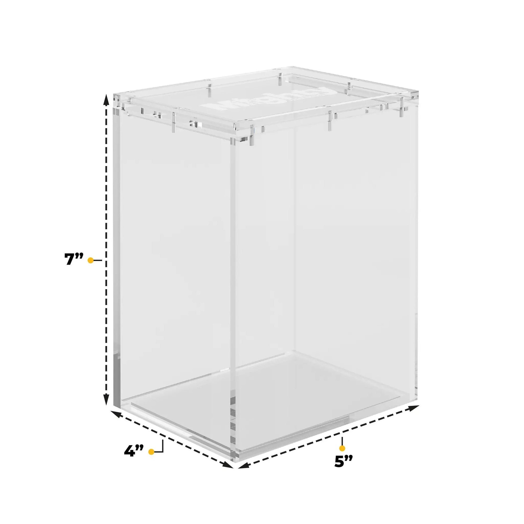Two standard size Mighty Guards acrylic protectors for 4-inch Funko POP! figures, stackable with magnetic lids.
