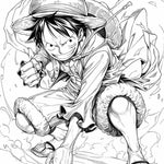 Adventurous Monkey D. Luffy Coloring Page | One Piece Straw Hat Art | Instant Digital Download | Iconic Luffy Printable