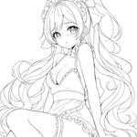 Alluring Anime Bunny Girl Waifu Coloring Page: Seated Lingerie Pose