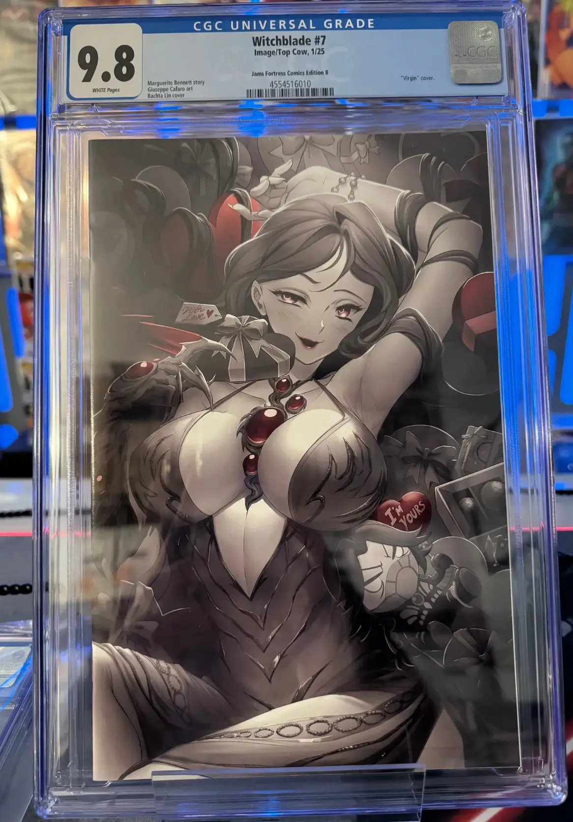 WITCHBLADE #7 comic book by JAMS FORTRESS COMICS featuring Rachtal Lin, color splash cover, CGC 9.8 grade.