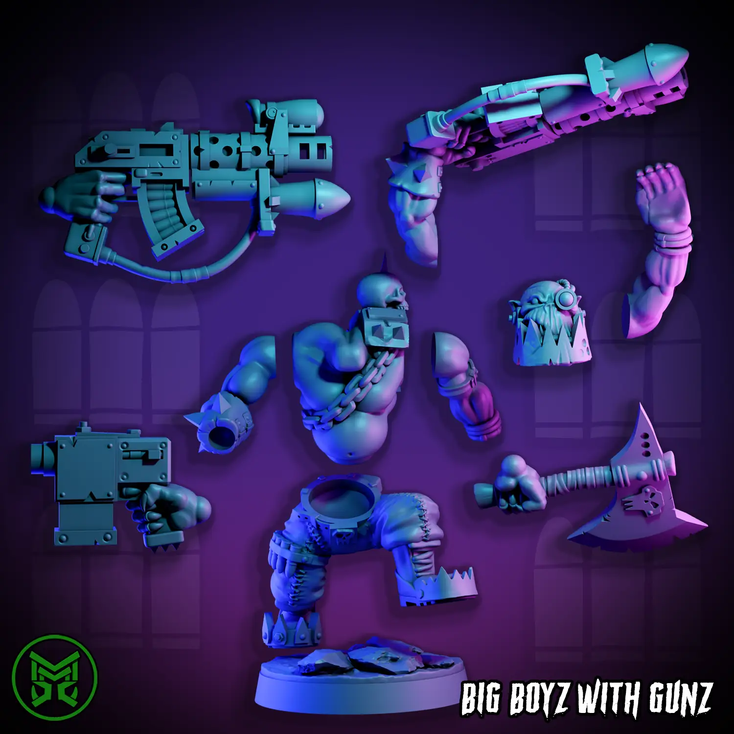 3D Printed Big Boyz with Gunz by Mekka Miniatures by Last Hope Miniatures