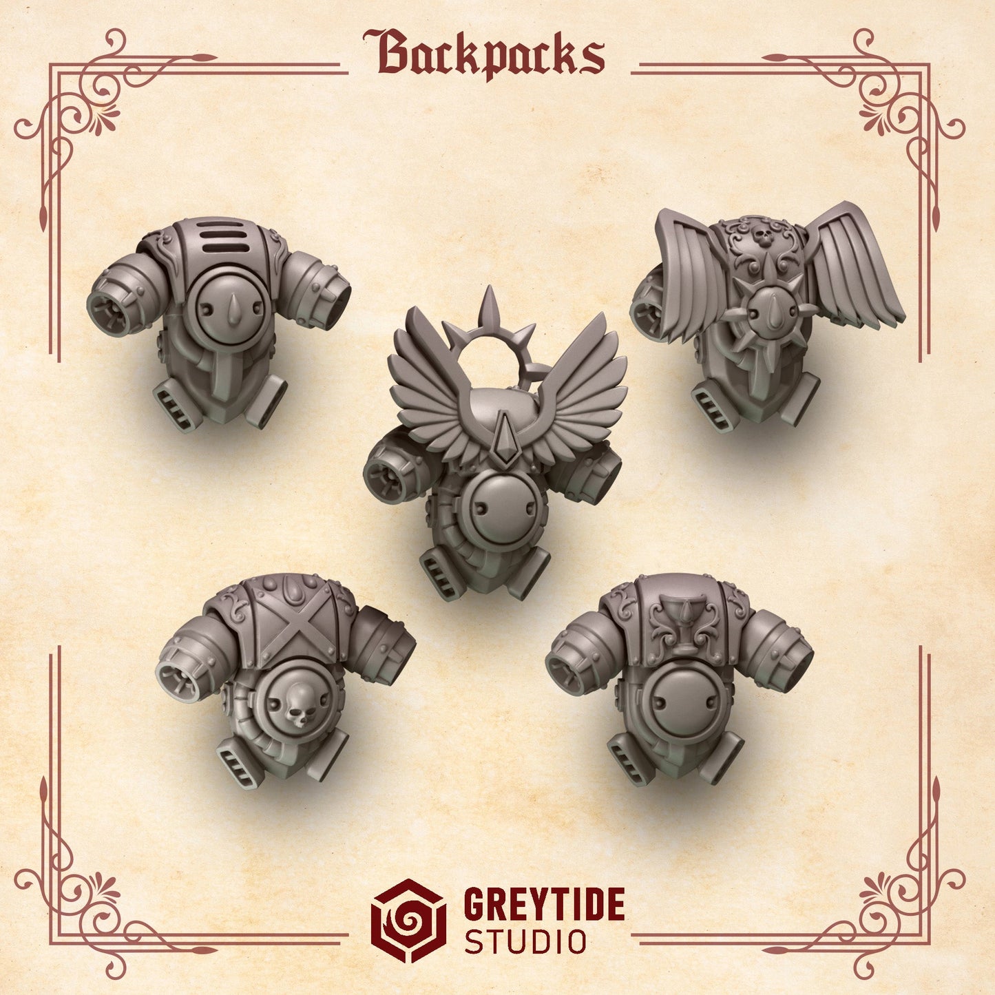 3d Printed Crimson Lords Backpacks x10 by Greytide Studio