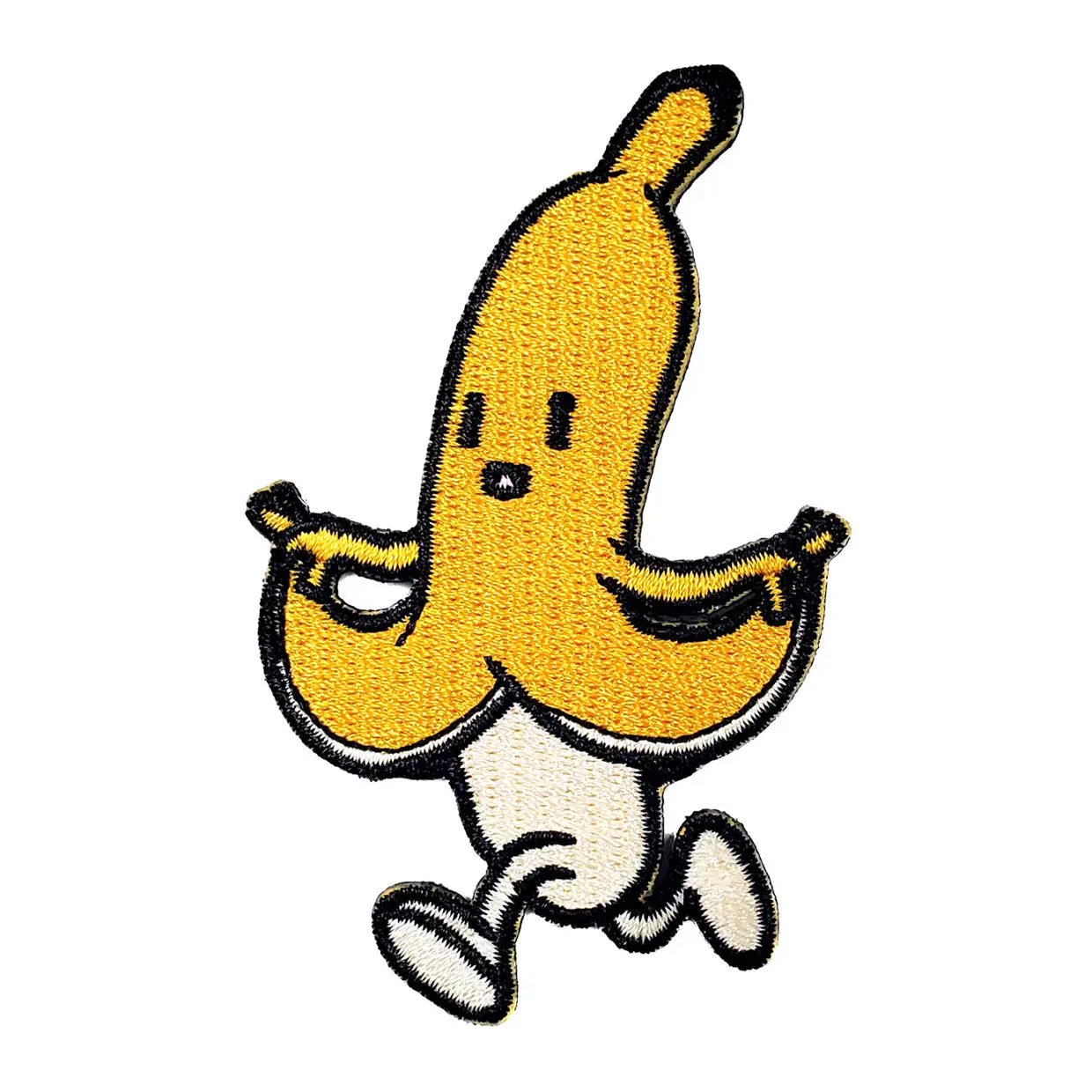 Kolorspun skipping banana patch featuring a colorful banana design on fabric for clothing or accessories.