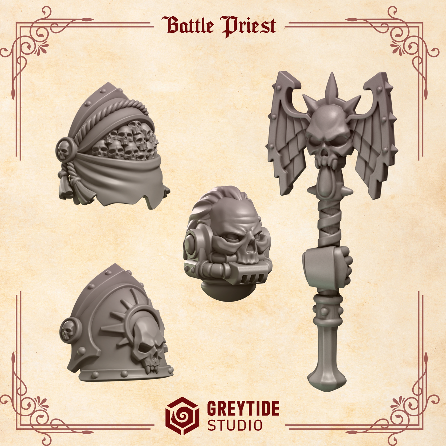 3d Printed Crimson Lords Battle Priest Upgrade Kit by Greytide Studio