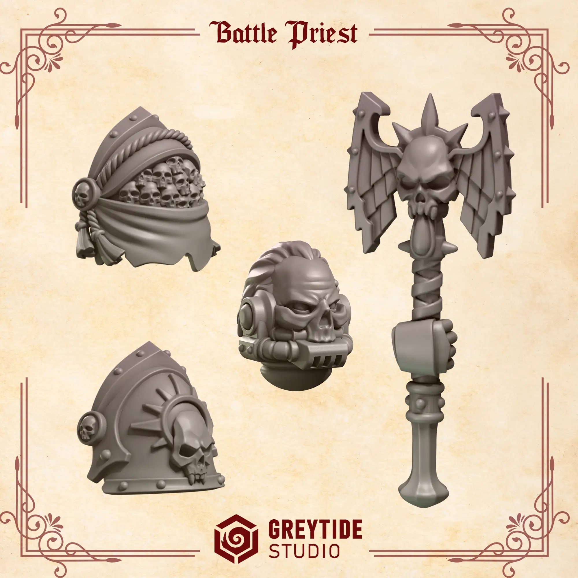 3d Printed Crimson Lords Battle Priest Upgrade Kit by Greytide Studio