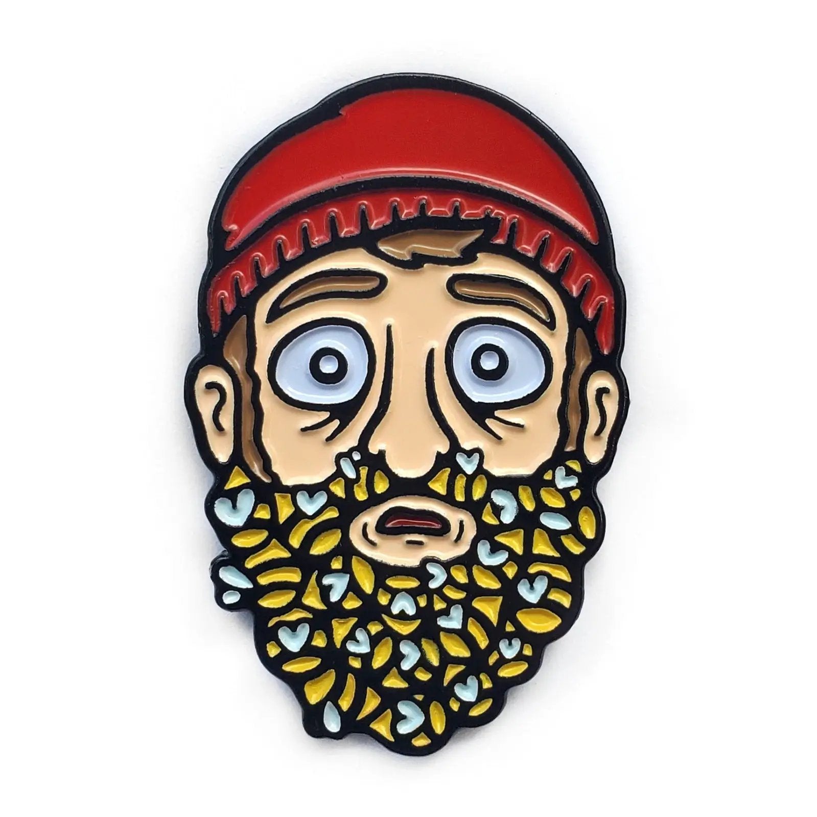 Red Beard o' Bees pin by Kolorspun featuring a bee design on a metal pin for beard or accessory decoration.