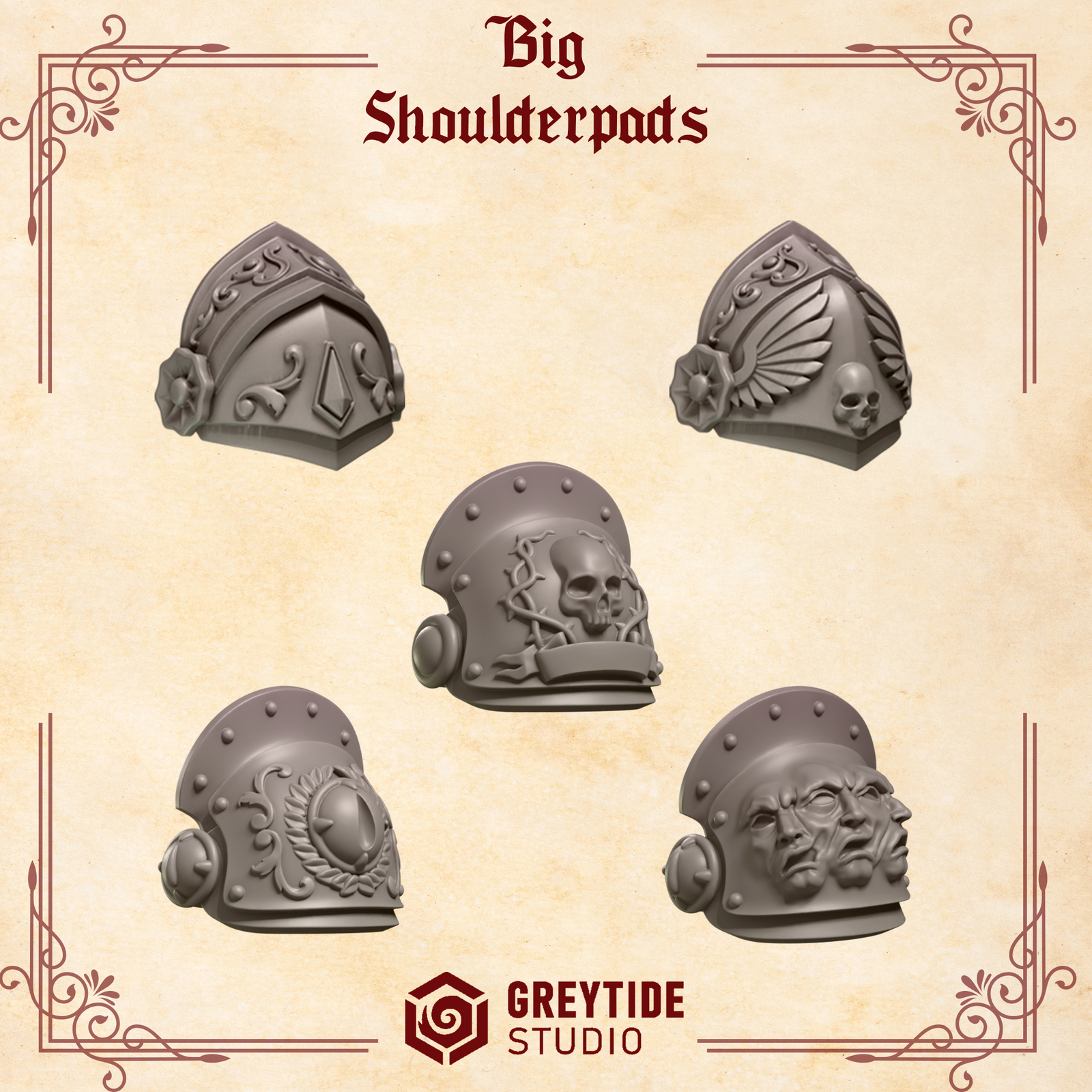 3d Printed Crimson Lords Big Shoulderpads x10 by Greytide Studio