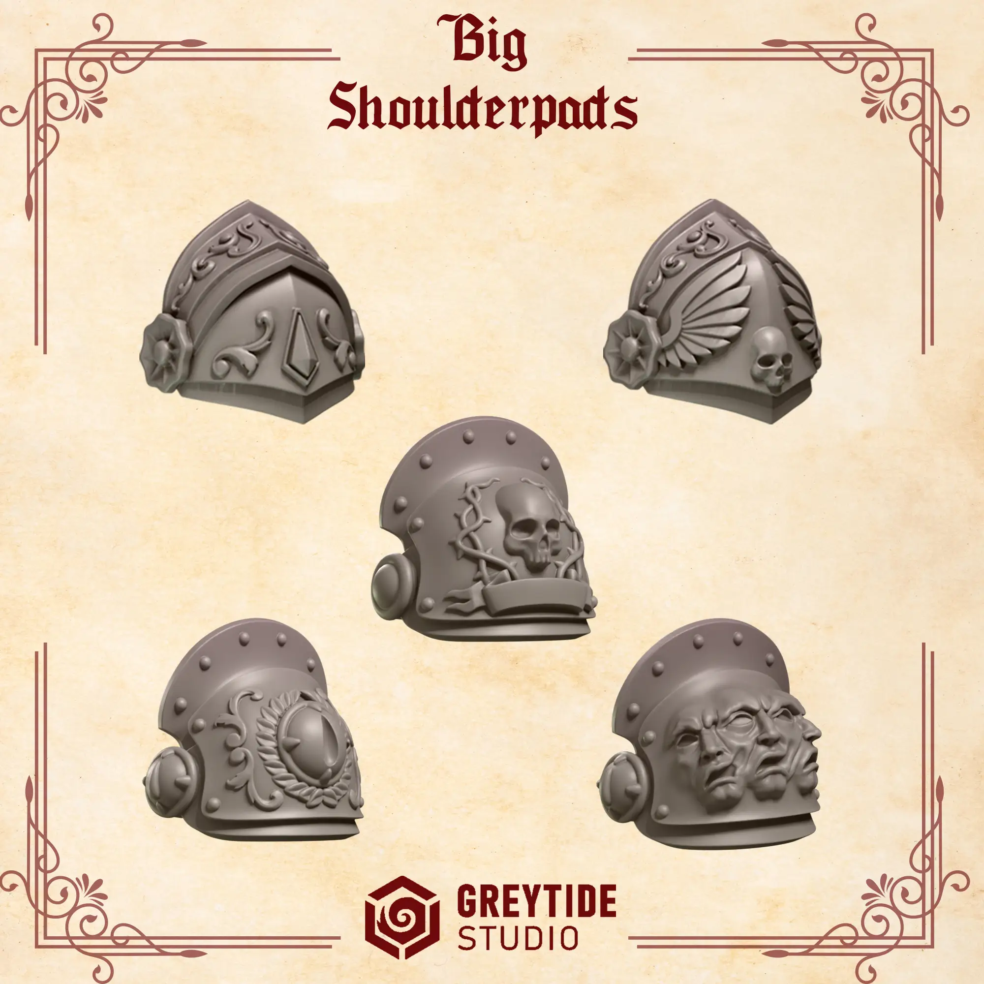 3d Printed Crimson Lords Big Shoulderpads x10 by Greytide Studio
