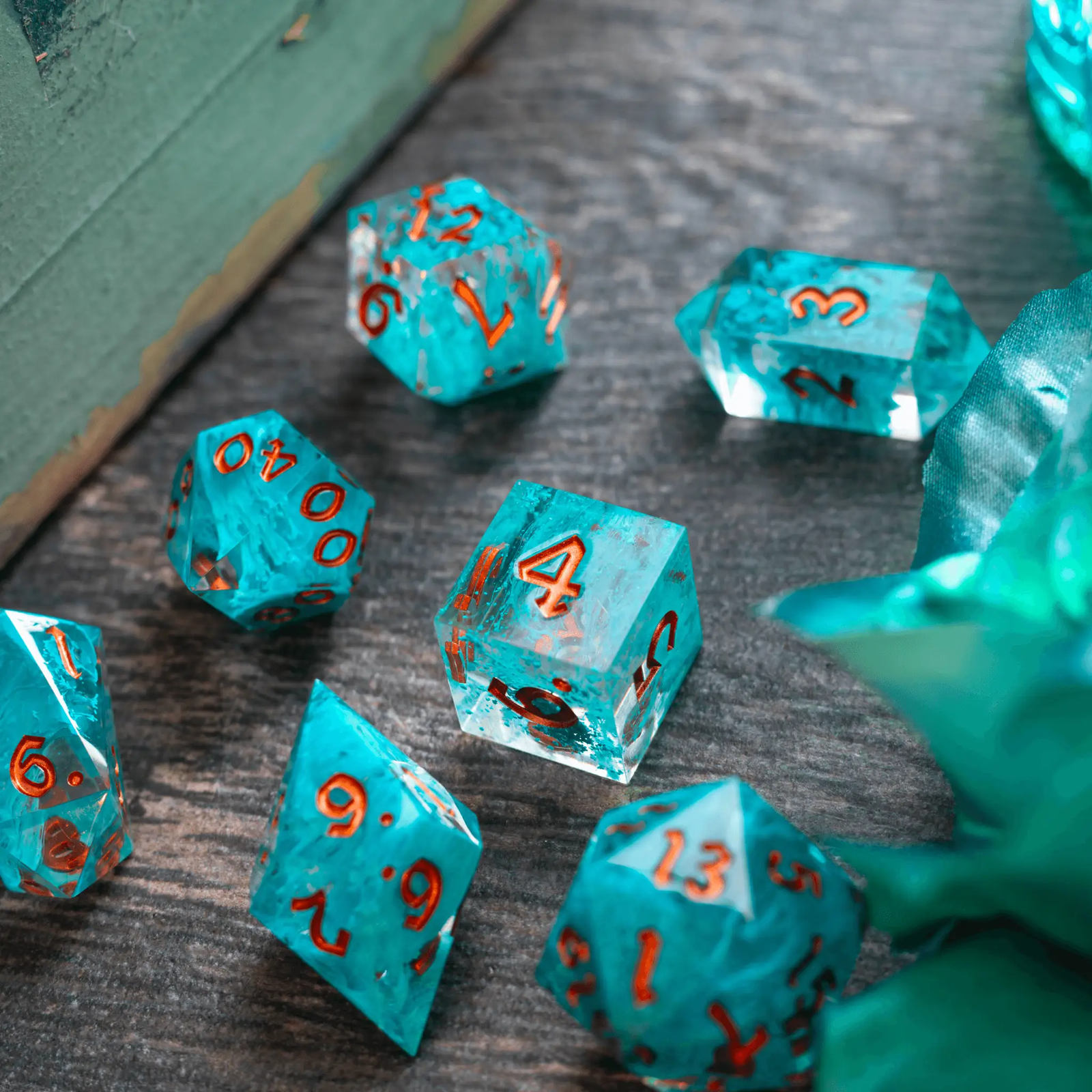 Blue Smoke Handmade Resin DND Dice Set by Runic Dice