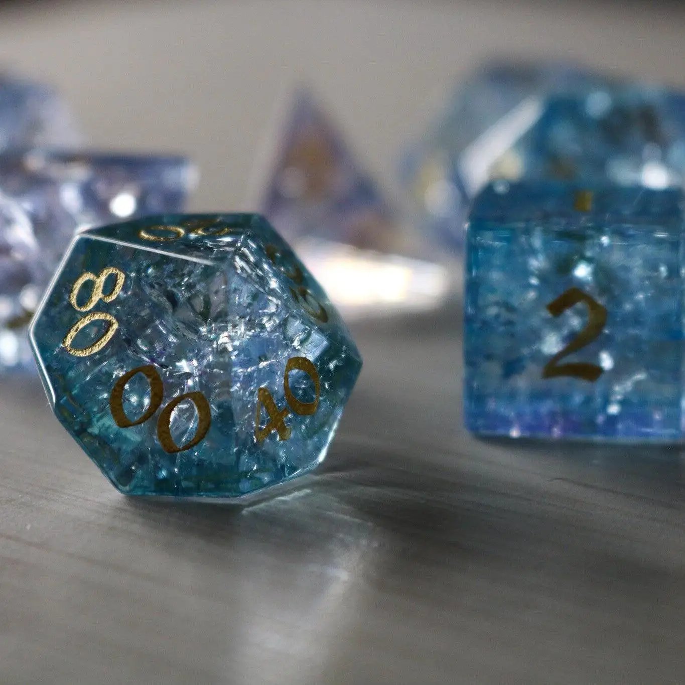 Blue Wing Forge Fire Glass DND Dice Set by Runic Dice