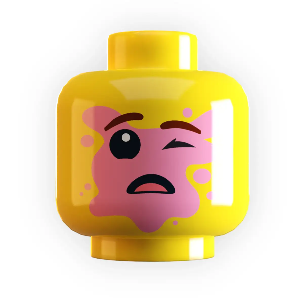 Boy Popped Bubble Gum on Face Minifig Head made using LEGO part by B3 Customs