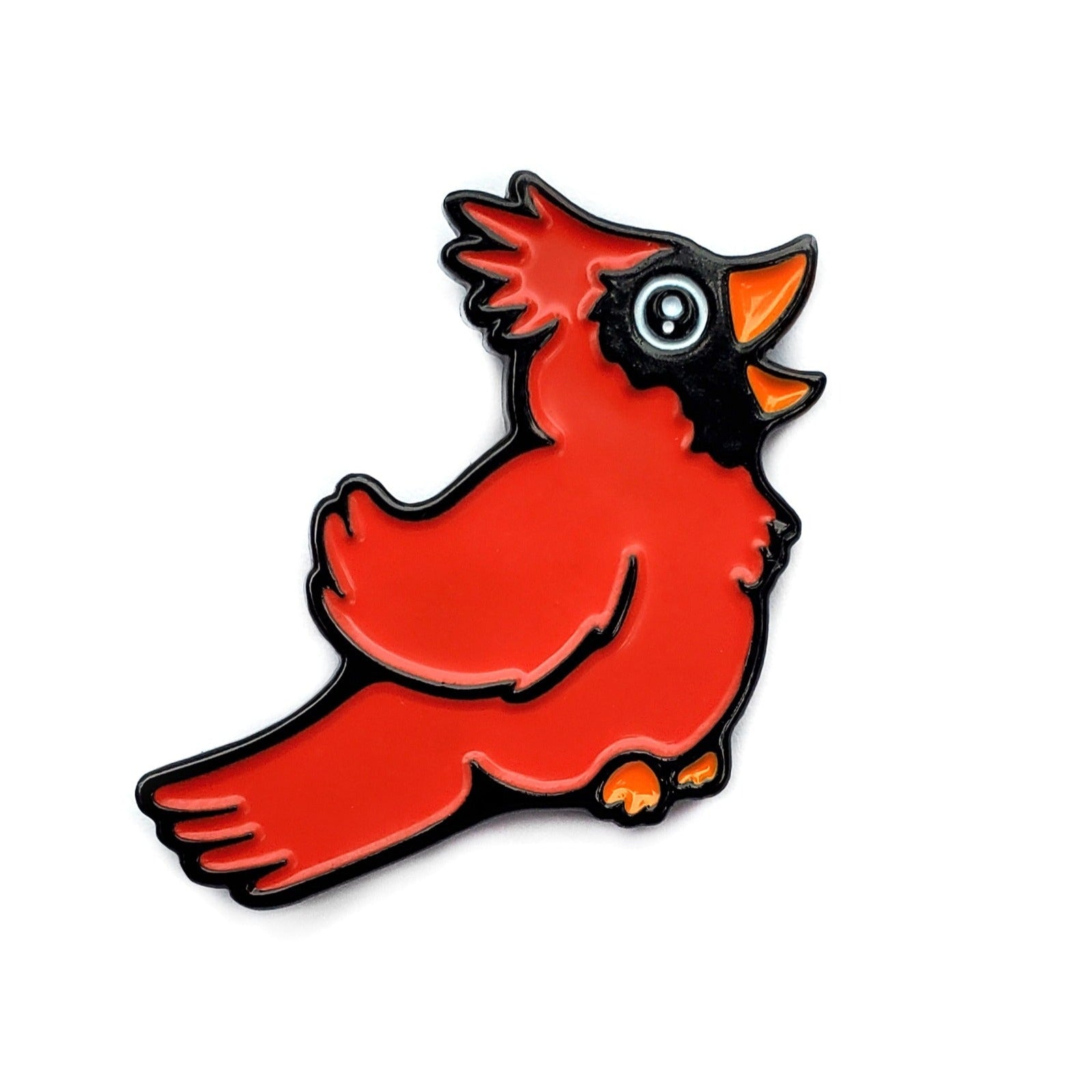 Kolorspun Cardinal Pin featuring a detailed red cardinal bird pin for clothing or accessories.