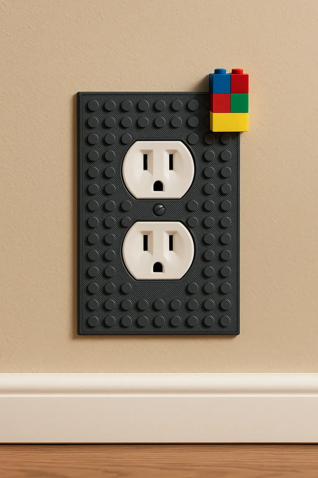 Build-On Duplex Outlet Cover Wall Plate for Kids’ Rooms by B3 Customs