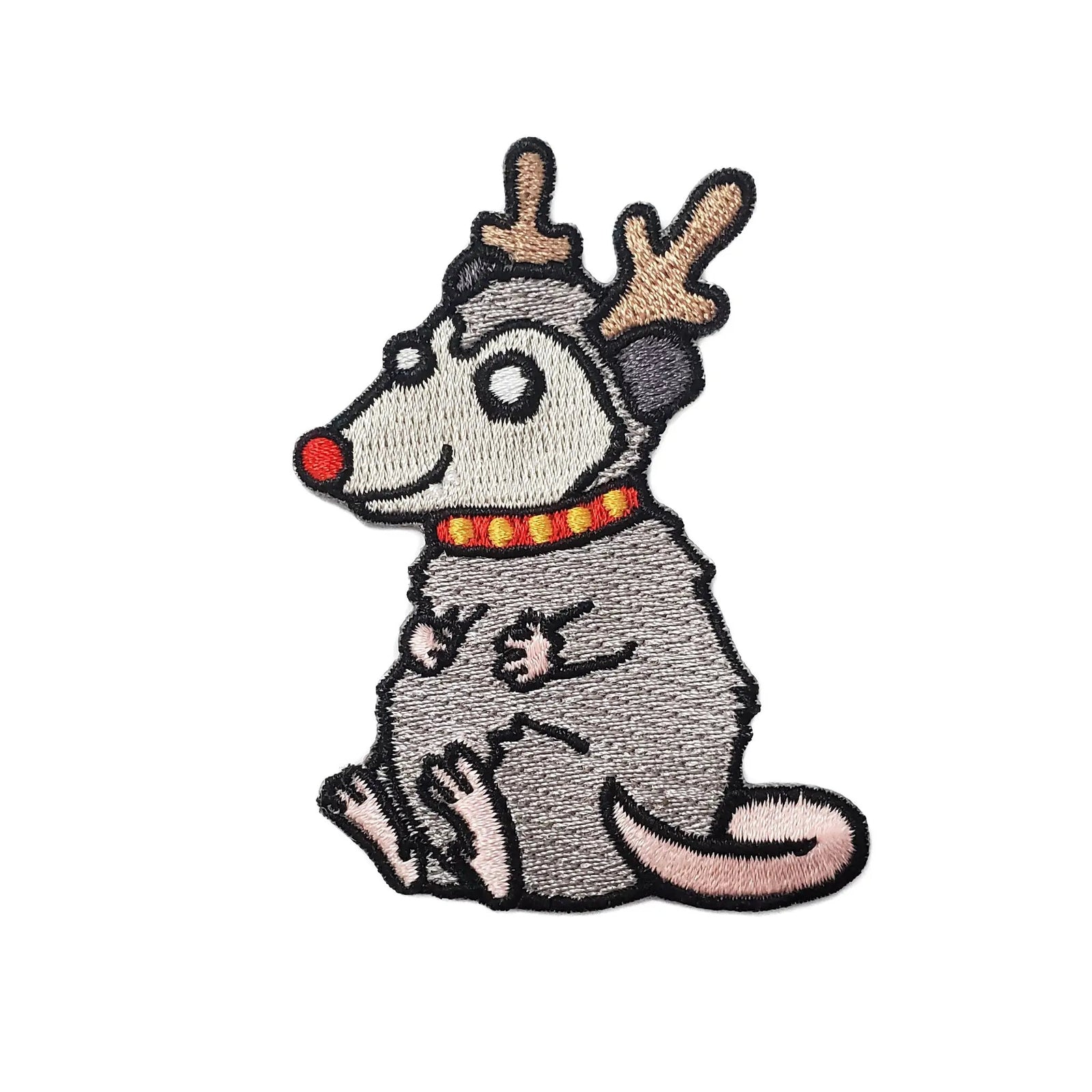 Kolorspun Possum Reindeer Patch featuring a festive possum design for holiday craft projects or clothing embellishments.