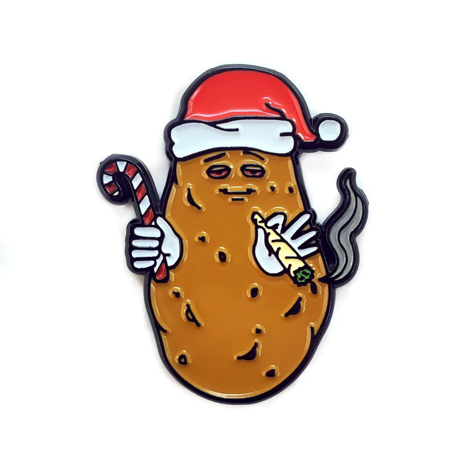 Kolorspun Christmas baked potato pin featuring a festive potato design with holiday-themed colors and details.