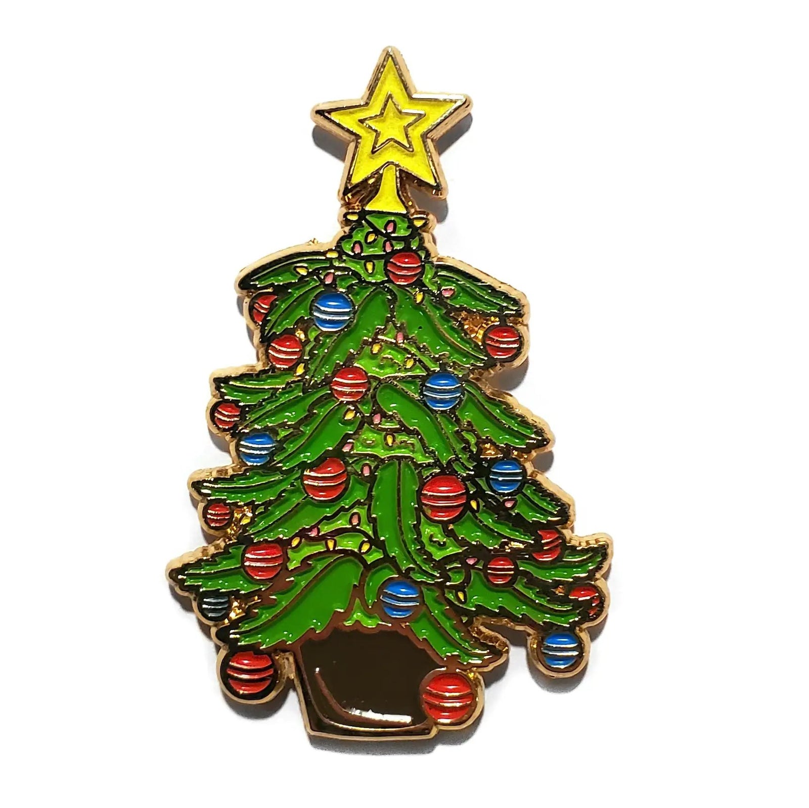 Kolorspun Cannabis Christmas Tree pin featuring a festive holiday design with colorful cannabis leaf details.