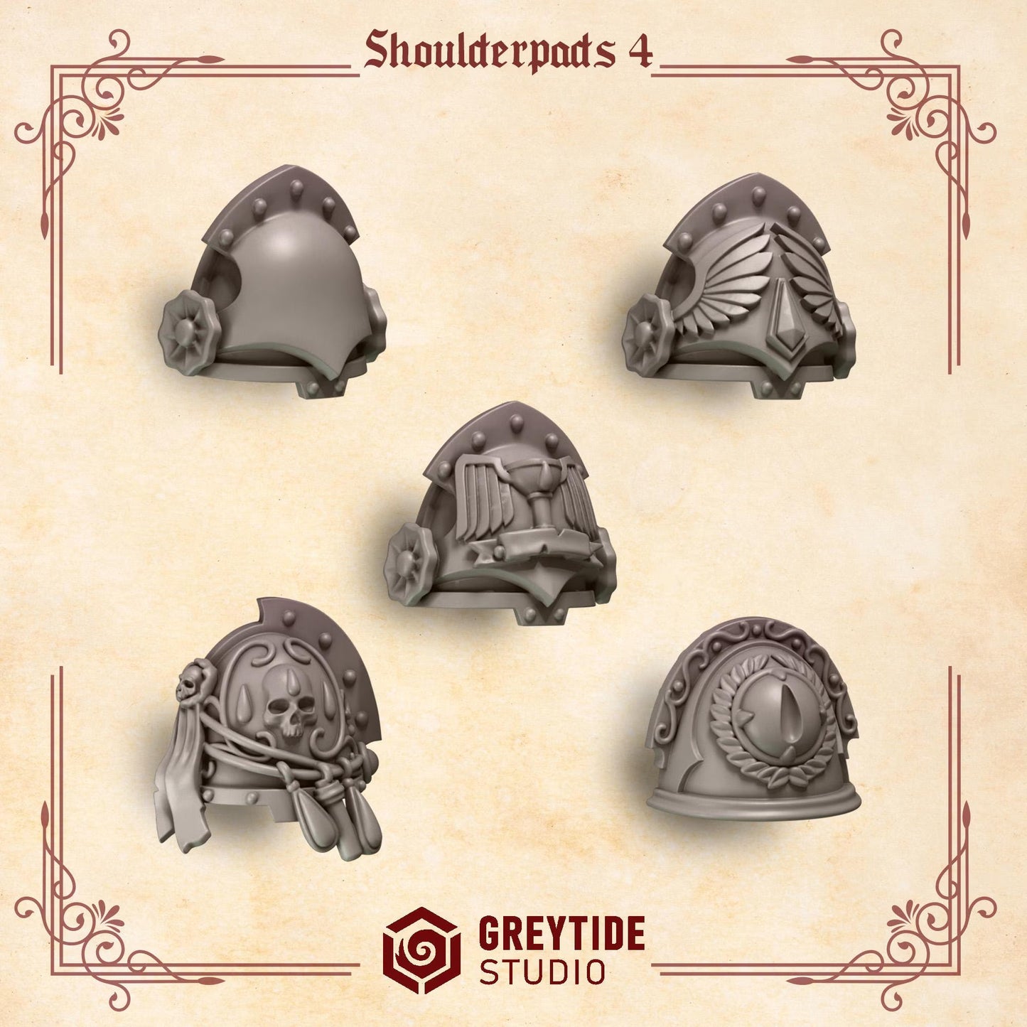 3d Printed Crimson Lords Shoulderpads #4 x10 by Greytide Studio