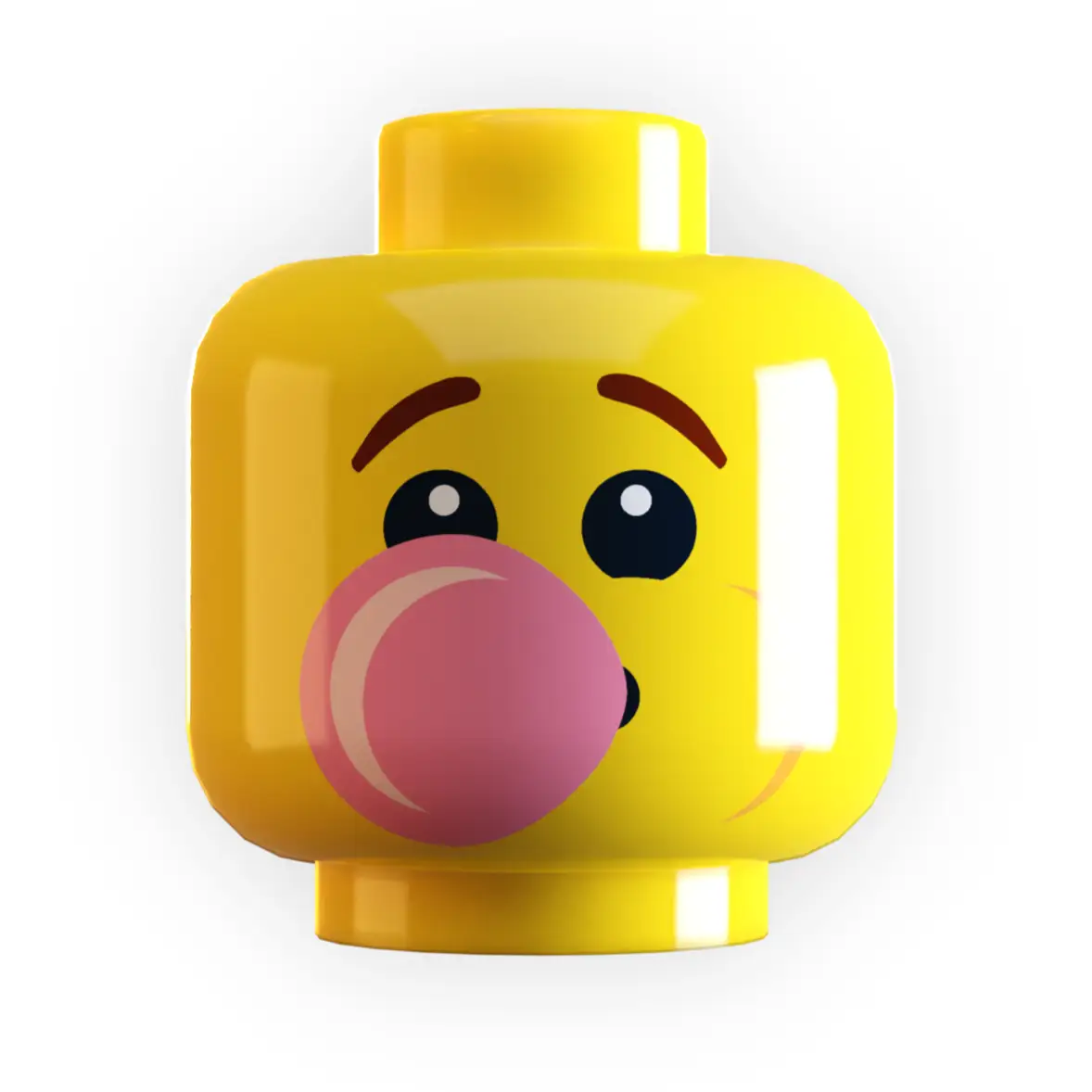Boy Blowing Bubble Gum Minifig Head by B3 Customs