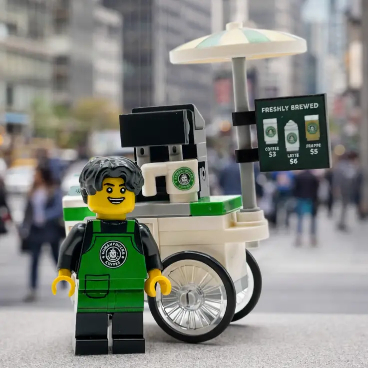 Somanybucks Coffee Cart with Minifig by B3 Customs