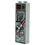 LEGO Darth Maul in carbonite, custom horned Sith figure made with B3 Customs 1x2x5 brick, detailed dark side character.