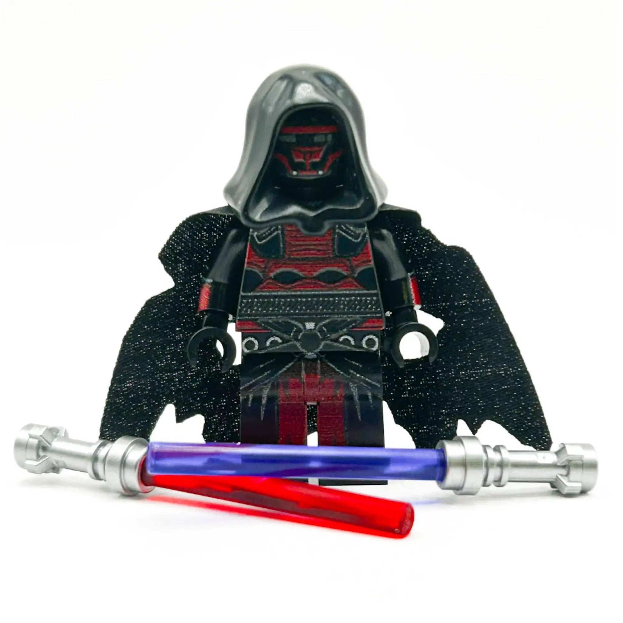 Custom LEGO Darth Revan minifig by B3 Customs, featuring detailed design and iconic Star Wars character accessories.