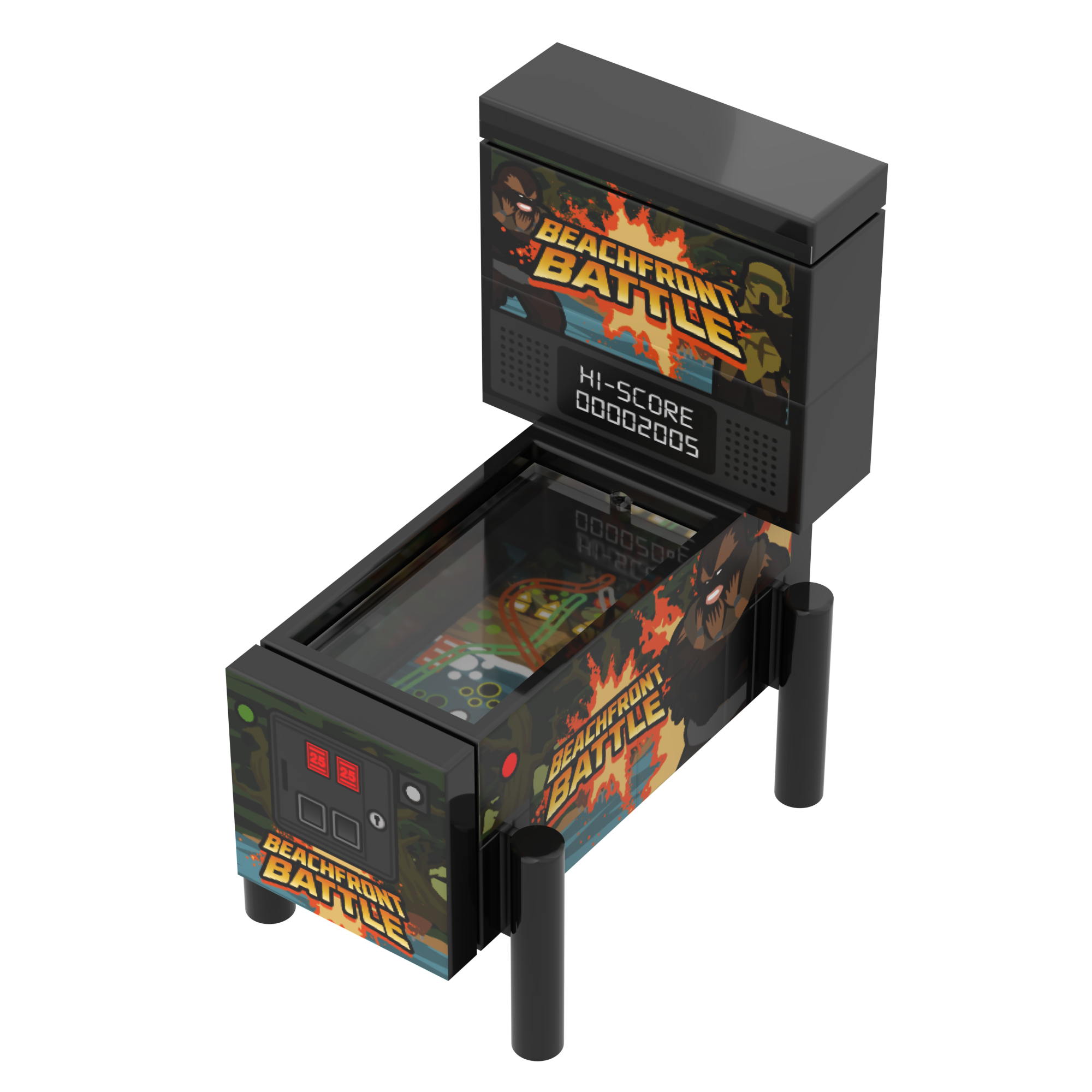 Beachfront Battle Brick Wars Pinball Arcade Machine Building Set by B3 Customs