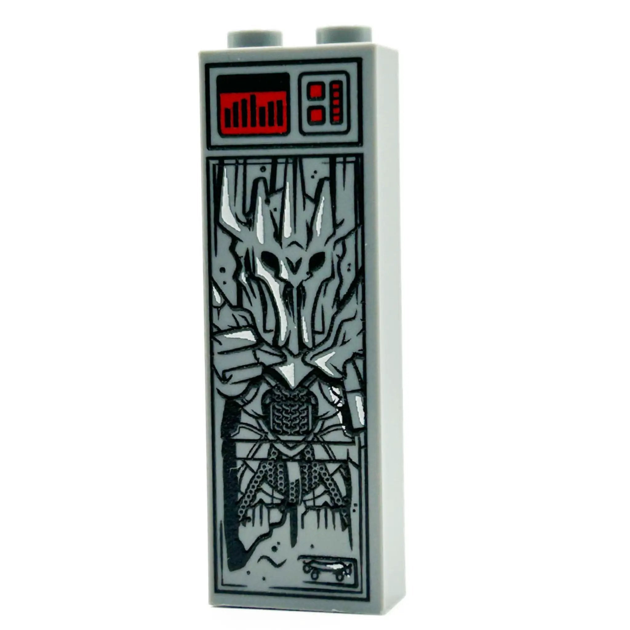 LEGO Sauron in Carbonite custom brick from B3 Customs, detailed Lord of the Rings character in dark, textured brick design.