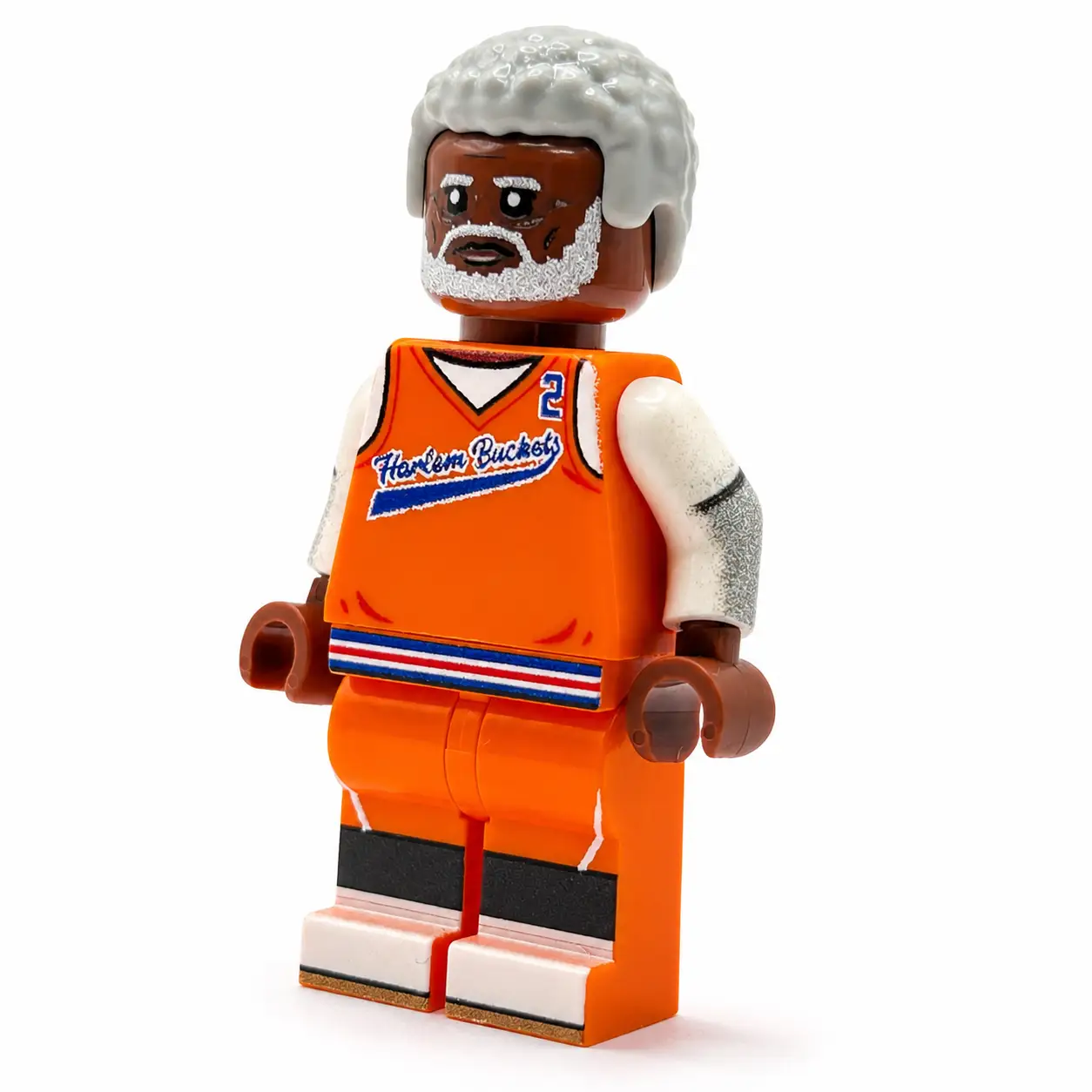 Custom LEGO Uncle Drew minifigure by B3 Customs featuring a basketball jersey and Uncle Drew character details.