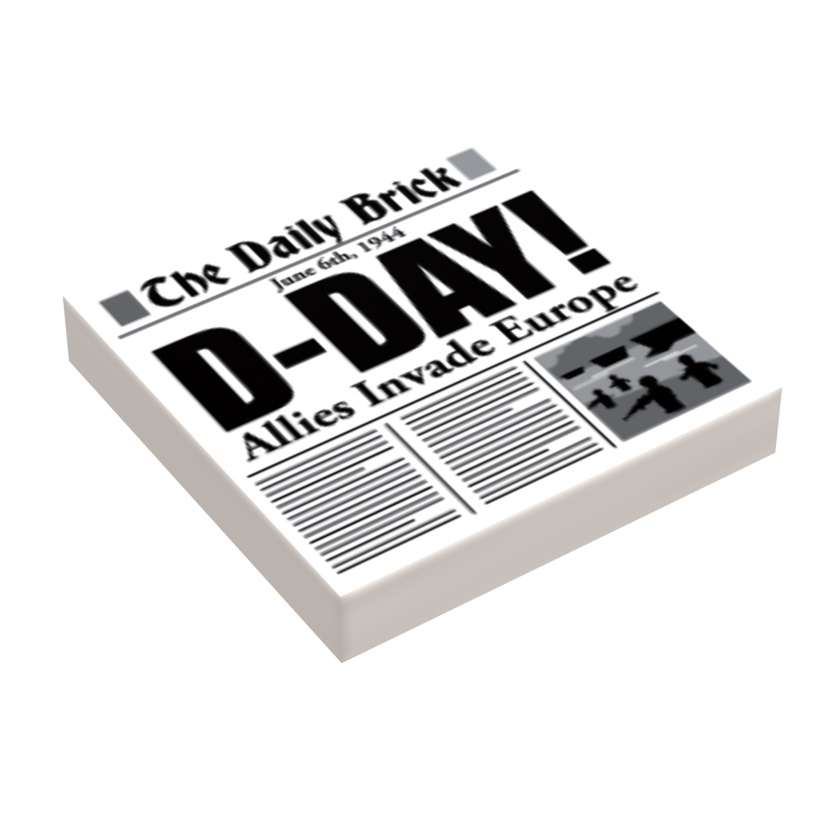 B3 Customs® D-Day WW2 Newspaper (2x2 Tile) by B3 Customs