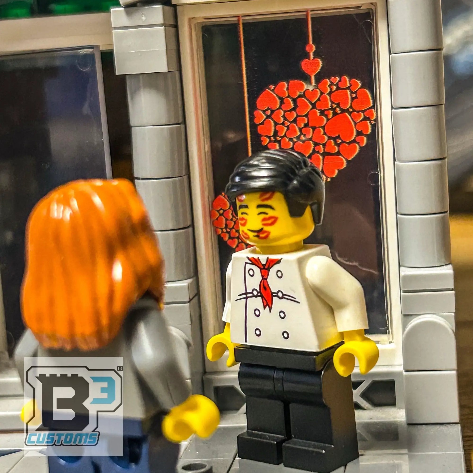 2 Hearts, Valentine's Day 4x6 Glass Window made with LEGO part - B3 Customs by B3 Customs