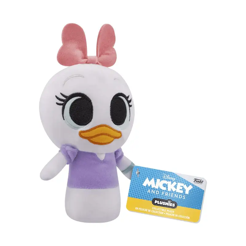 High-resolution image of Daisy Duck plush toy from Disney Mickey and Friends collection by THE MIGHTY HOBBY SHOP.
