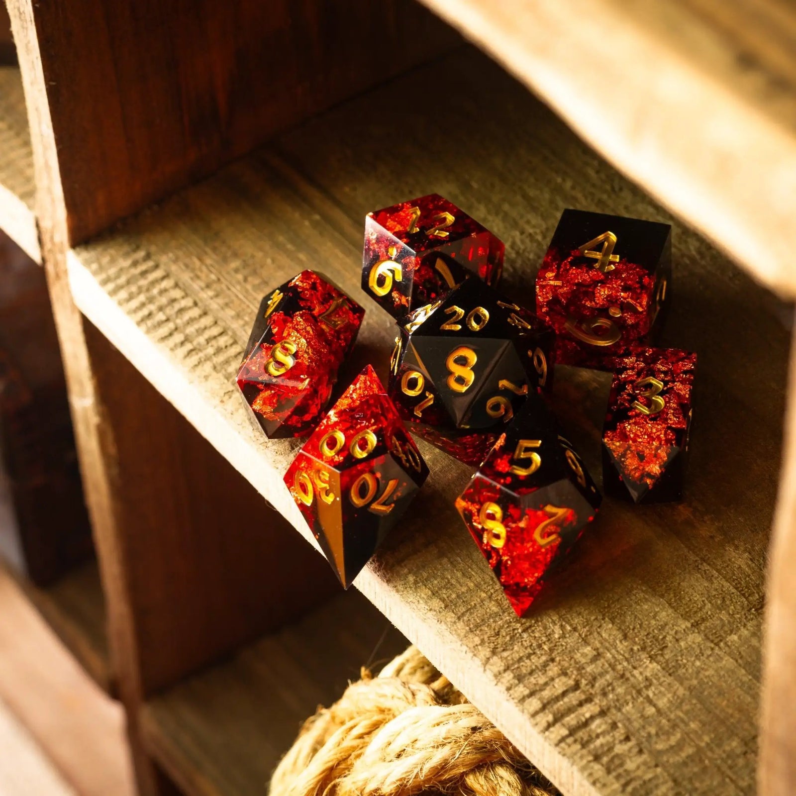 Dark Blood Handmade Resin DND Dice Set by Runic Dice
