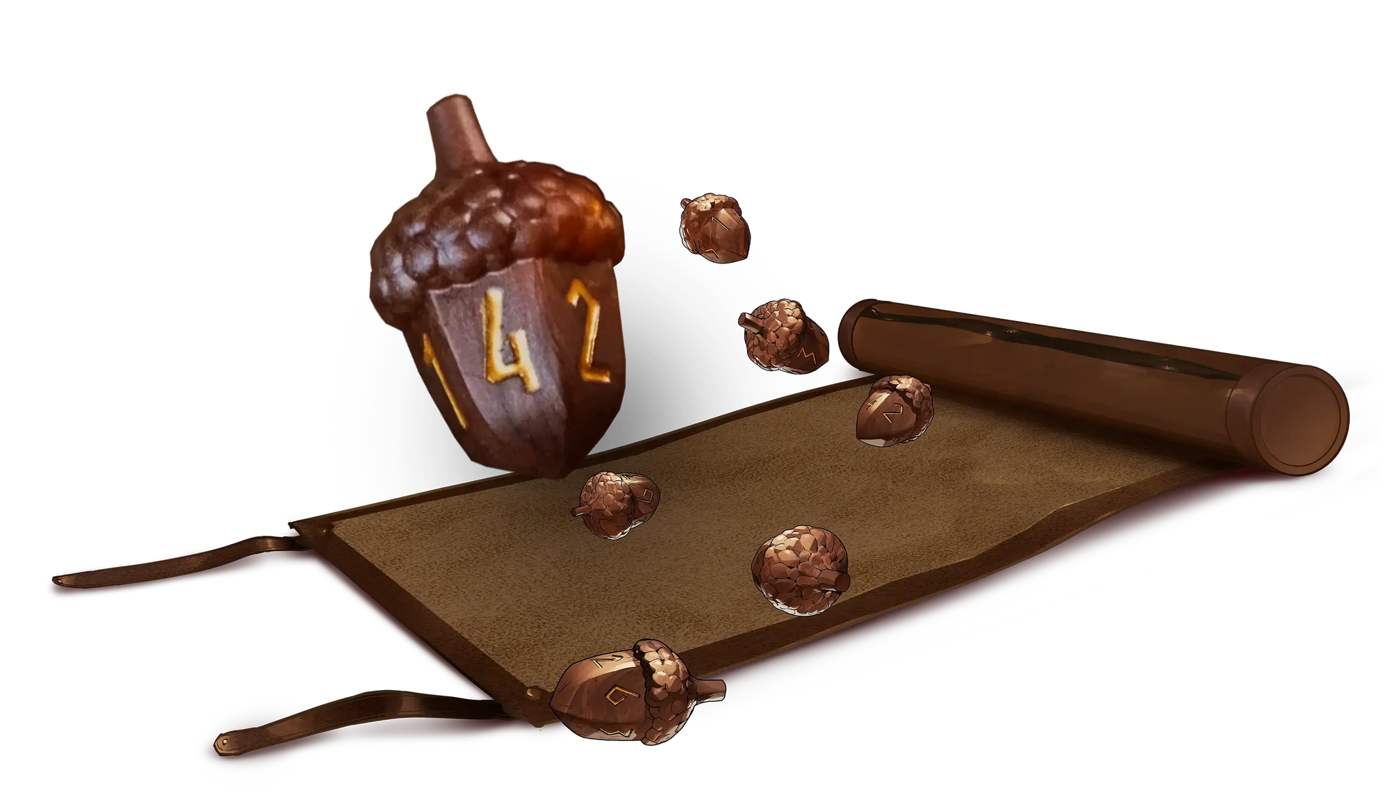 Leather Satchel with 6 Acorn Dice - Legend in the Mist