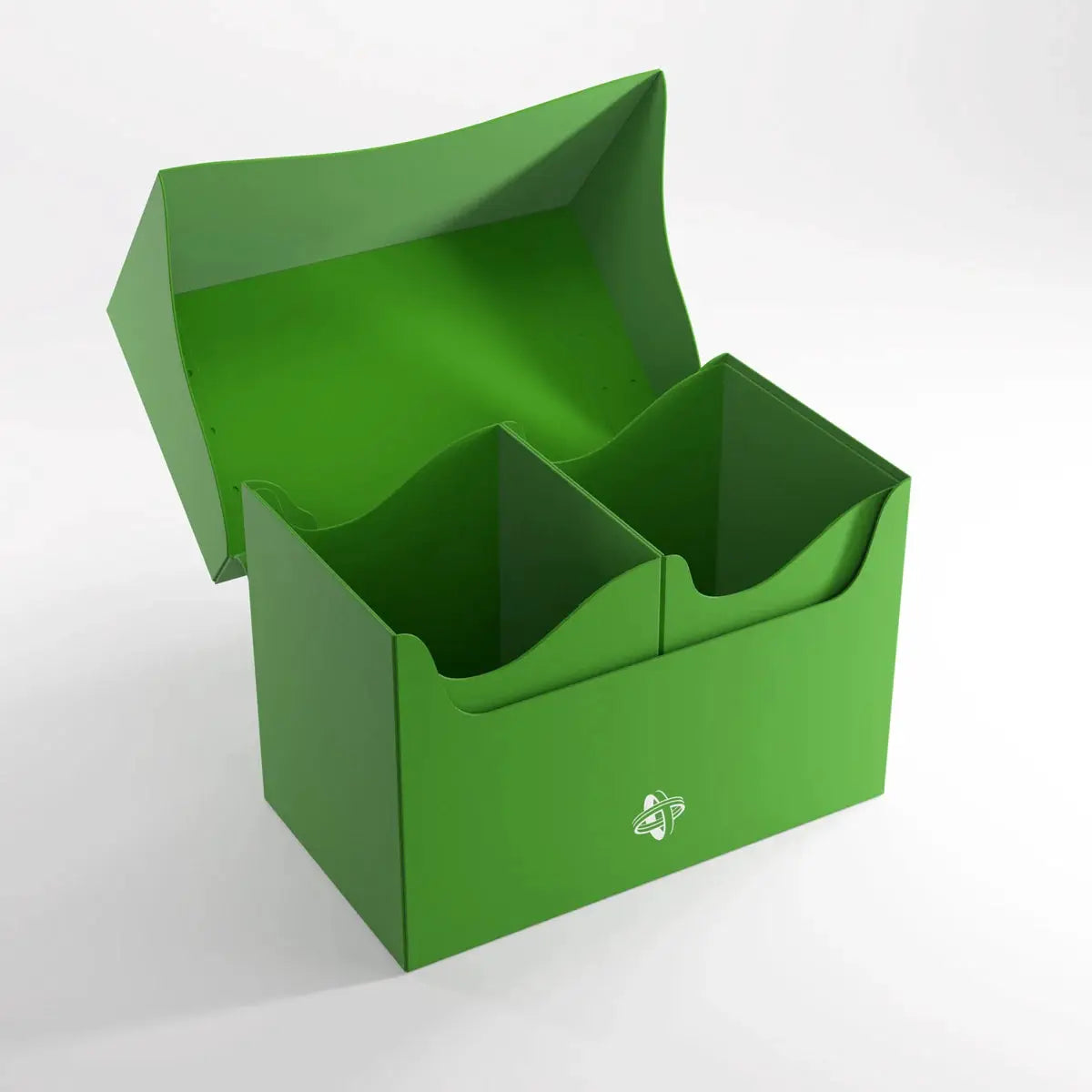 Green Gamegenic Double Deck Holder 200+ XL for trading card storage, featuring sturdy construction and easy access for card collectors.