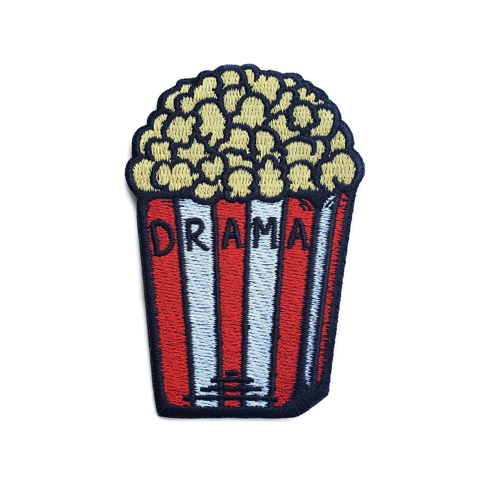 Kolorspun Drama Popcorn Patch featuring a colorful popcorn design on a fabric patch for clothing or accessories.