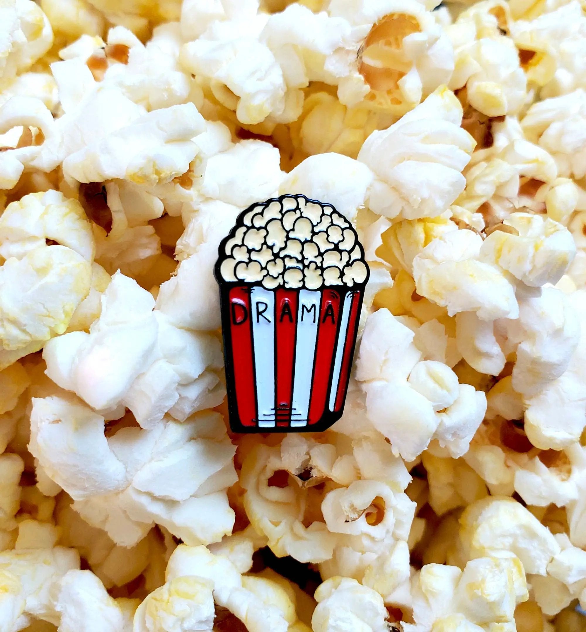 Drama Popcorn Pin by Kolorspun