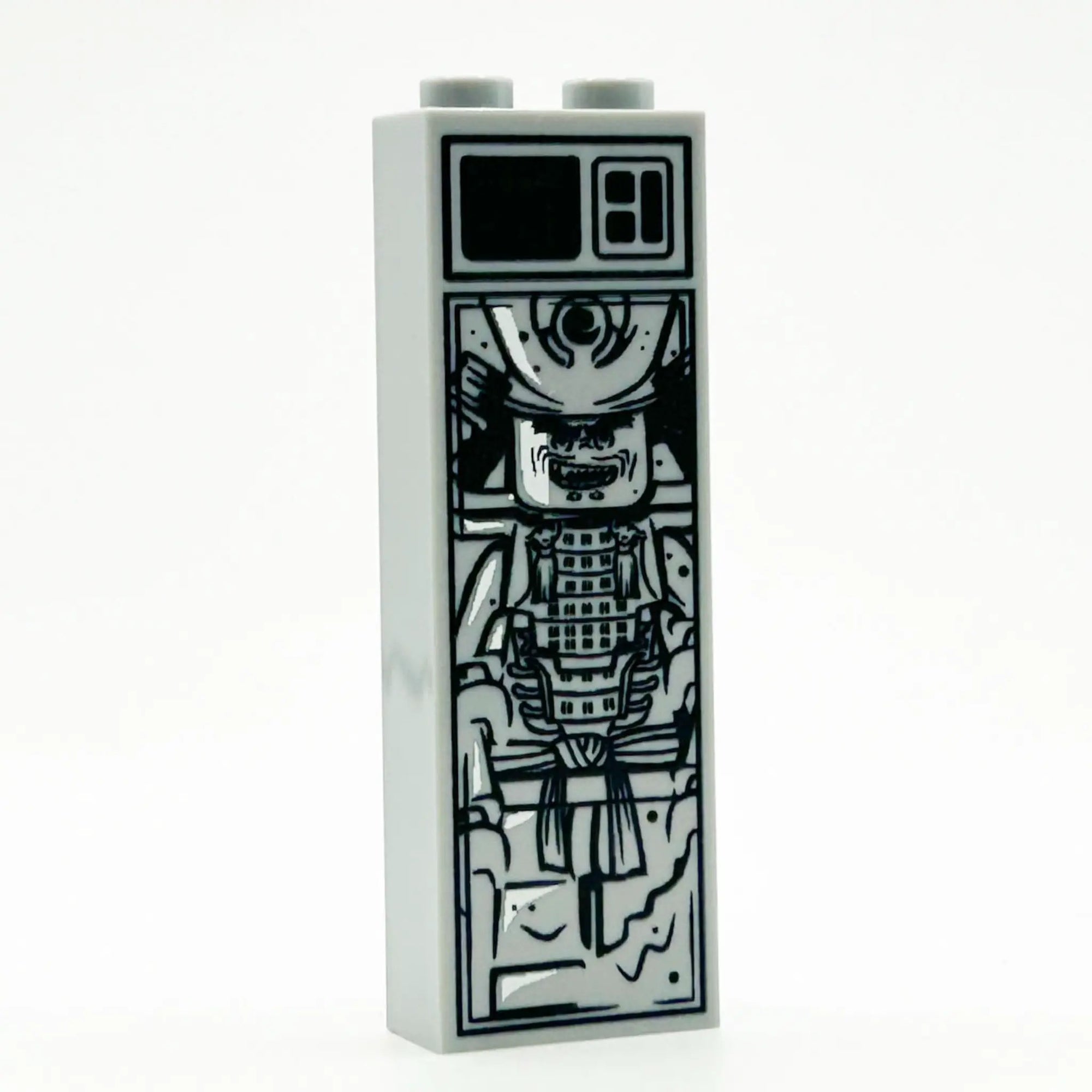 Garmadon in Carbonite LEGO brick by B3 Customs, 1x2x5 size, detailed LEGO minifigure display in carbonite block.