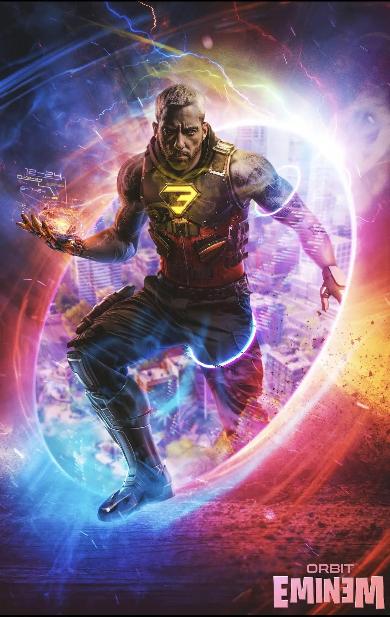 Minimal comic book cover featuring Eminem in the Orbit Eminem UltraraW26 Game World variant by Jams Fortress Comics.