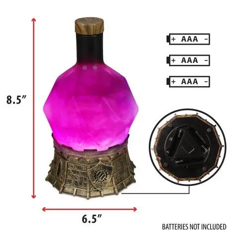 Purple sorcerer's potion light by THE MIGHTY HOBBY SHOP with batteries, featuring mystical glow and detailed magical design.