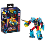 Transformers Legacy United Deluxe Class Cybertron Universe Hot Shot action figure with vibrant colors and detailed robot mode.