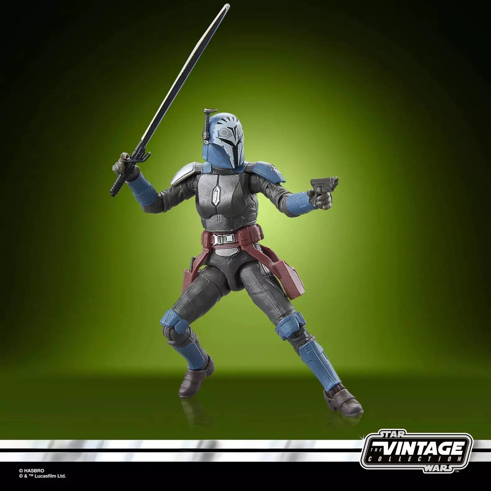 Star Wars The Vintage Collection Bo-Katan Kryze action figure from Plazir-15, with detailed armor and weapon accessories.