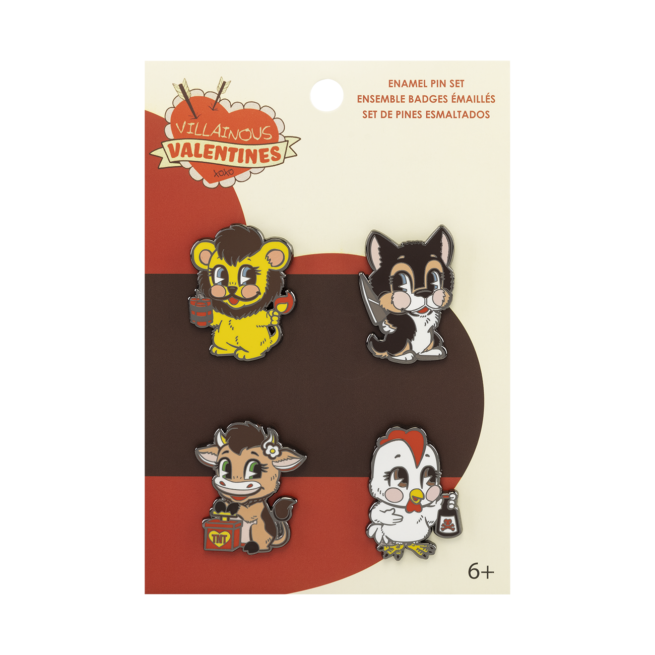 VILLAINOUS VALENTINES 4-PACK PIN SET by THE MIGHTY HOBBY SHOP