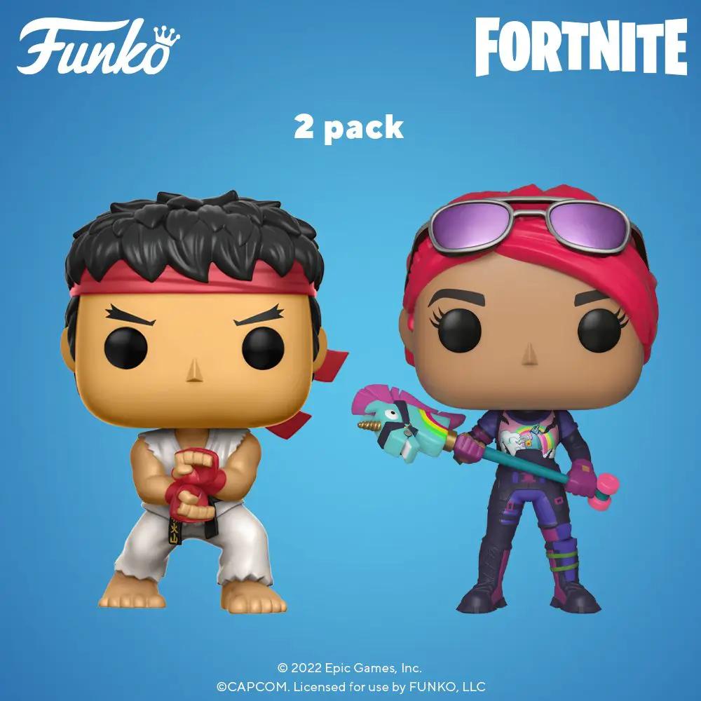 Fortnite POP! Games 2-pack featuring Ryu and Brite Bomber vinyl figures from THE MIGHTY HOBBY SHOP.