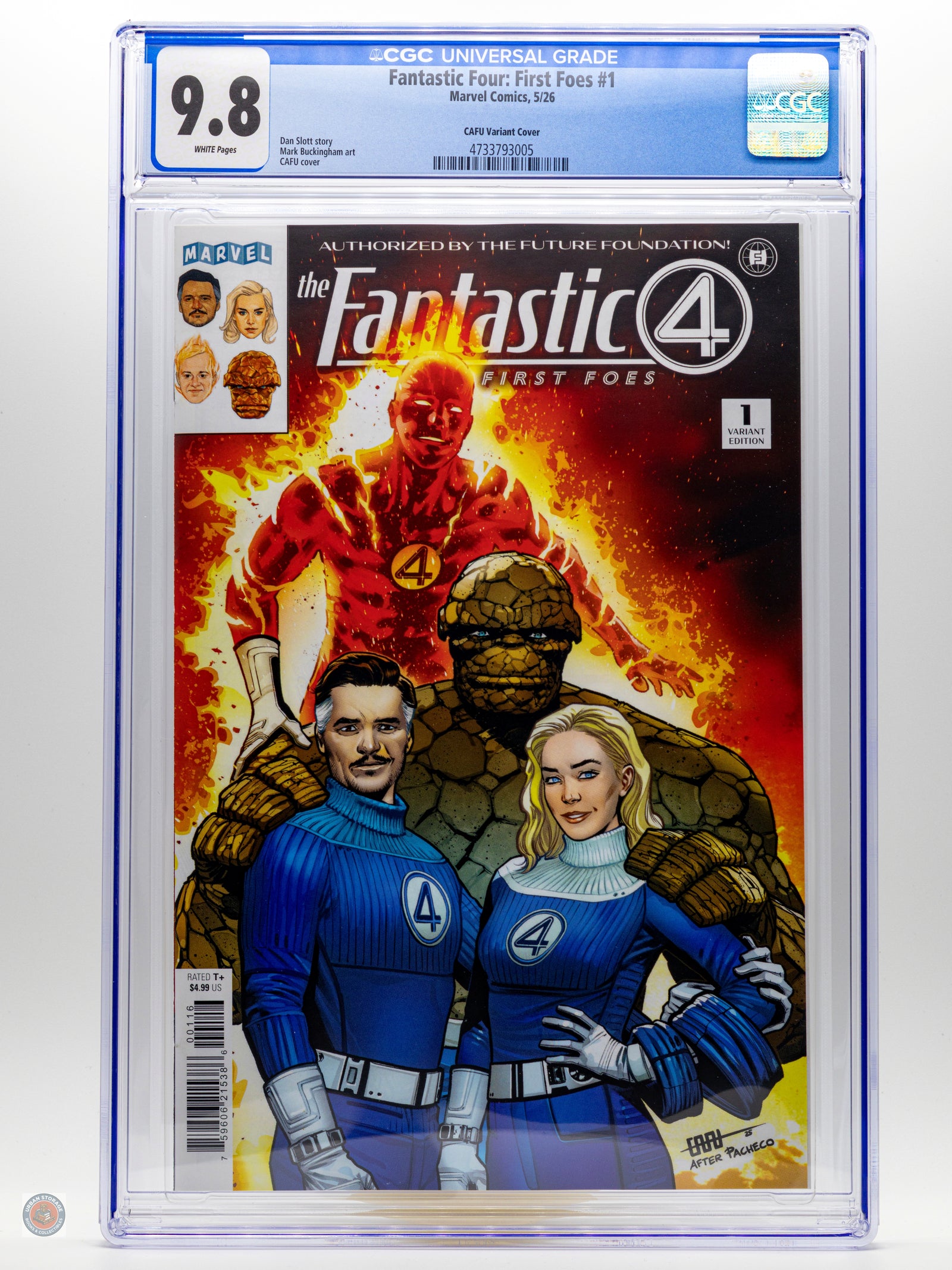 Comic book cover featuring the Fantastic Four with CGC grading label on top