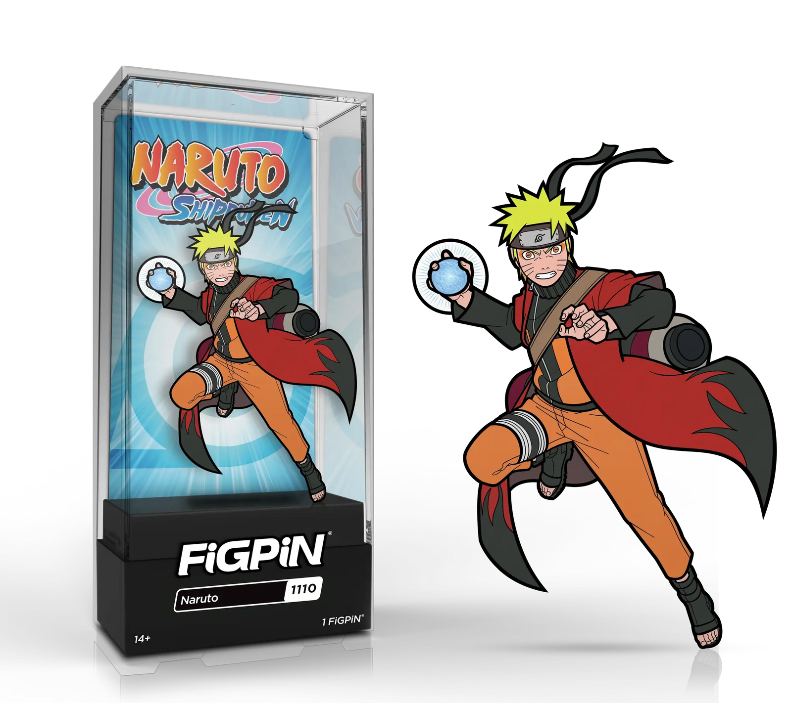 FiGPiN Classic Naruto Shippuden enamel pin featuring Naruto in Hidden Leaf Village attire, detailed collectible design.