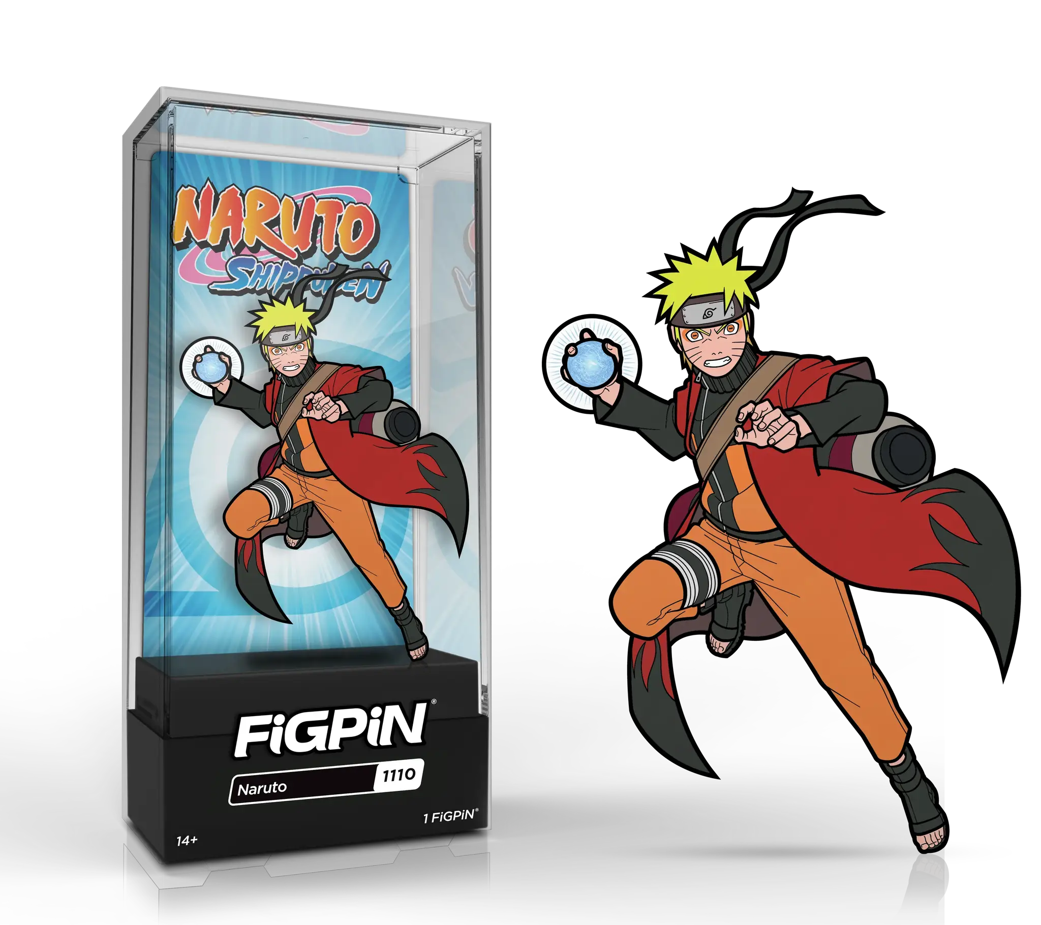 FiGPiN Classic Naruto Shippuden enamel pin featuring Naruto in Hidden Leaf Village attire, detailed collectible design.