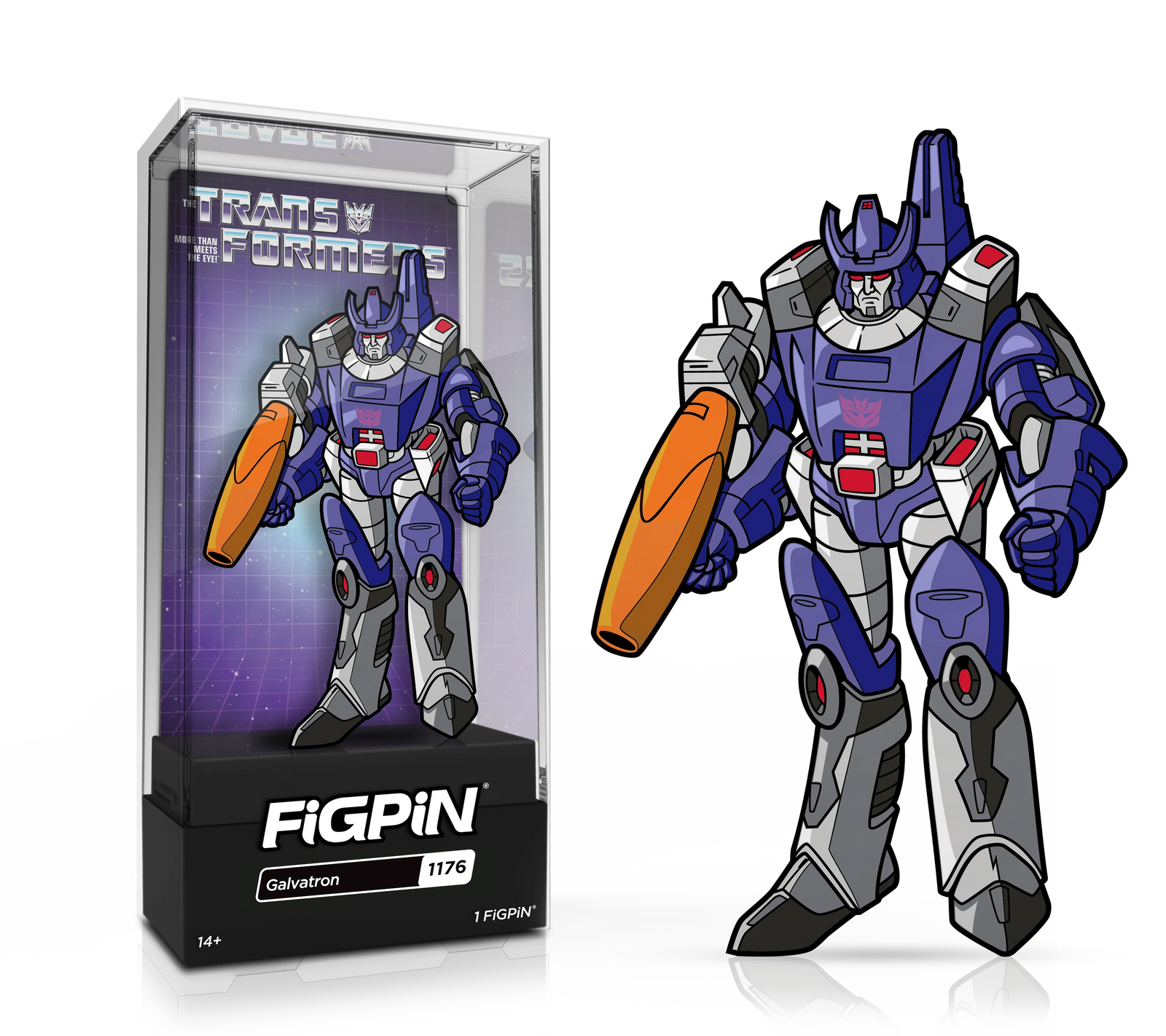 FiGPiN Classic Galvatron enamel pin from Transformers featuring detailed design and vibrant colors.