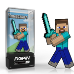 FiGPiN Minecraft Steve enamel pin from THE MIGHTY HOBBY SHOP, featuring a detailed cartoon-style Minecraft character design.