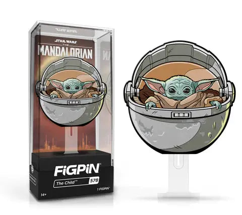 FiGPiN Classic enamel pin featuring The Mandalorian's The Child, collectible Star Wars character in detailed design.