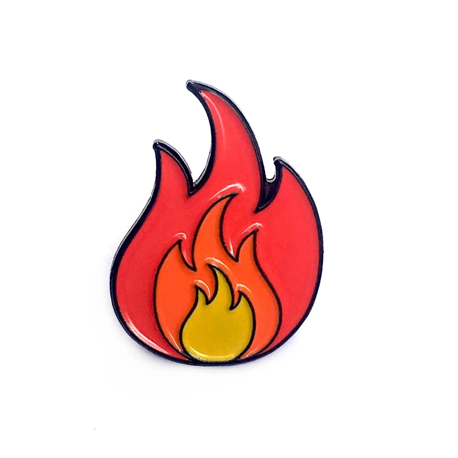 Black Fire Pin by Kolorspun, a stylish pin featuring a fiery flame design with intricate details.